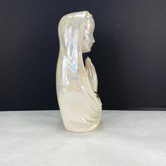Vintage Hand Painted Lusterware Praying Mother Mary Madonna Figurine - Picture 5 of 10